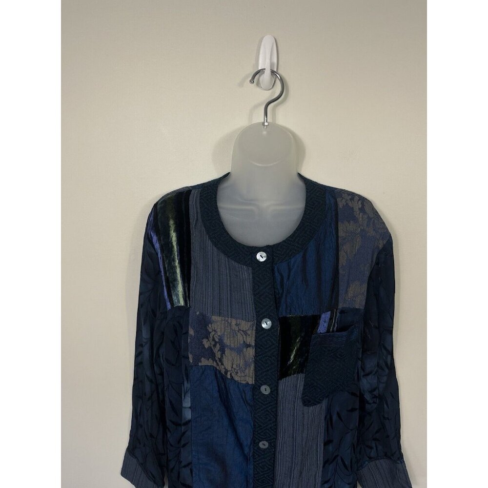 Vintage Mozart Women Button Down Shirt L Mixed Media Abstract Art To Wear USA - Picture 2 of 12